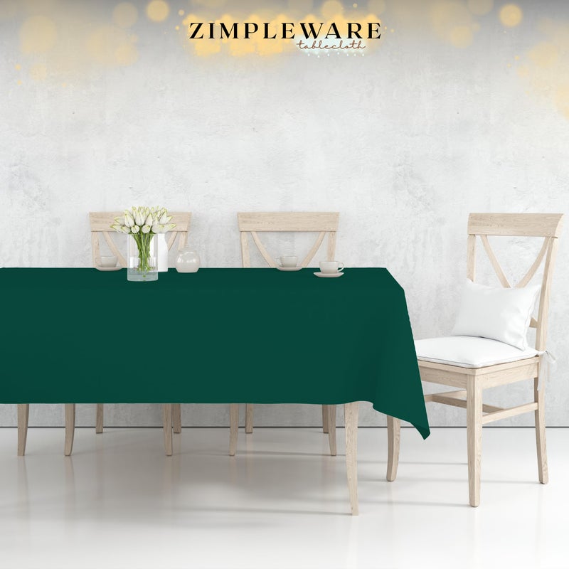 ZIMPLEWARE Premium Dark Green Plastic Table Cloth Disposable (12 Pk) Plastic Tablecloths for Rectangle Tables (54in x 108in) Party Table Cloths Disposable for 6ft to 8ft Rectangle Tables - Image 4